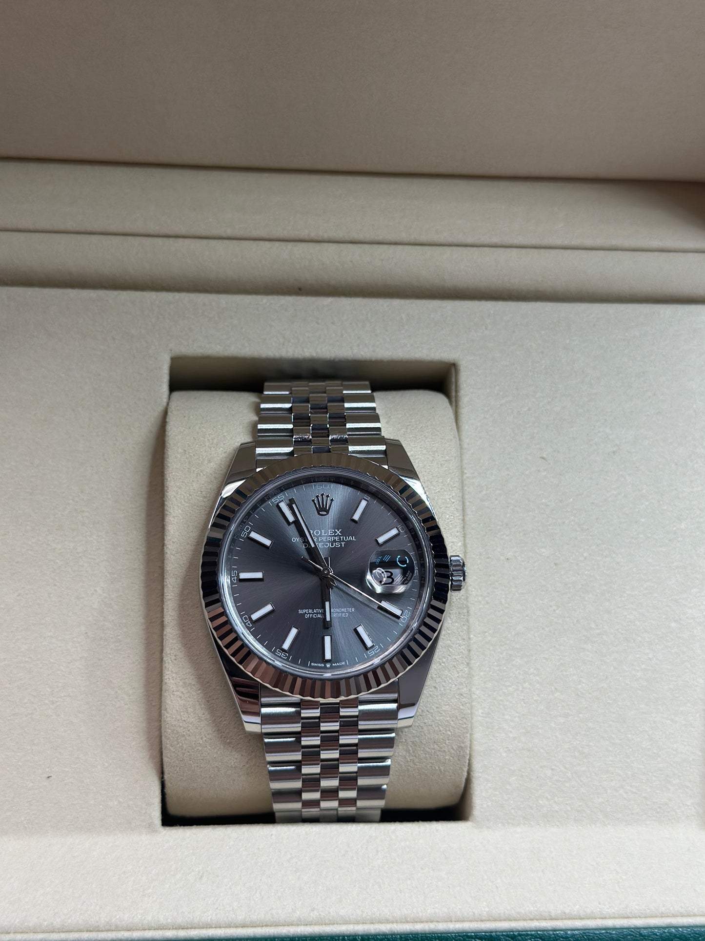 Rolex Datejust 41 Dark Rhodium Index Dial on Jubilee 126334 Papers 2025