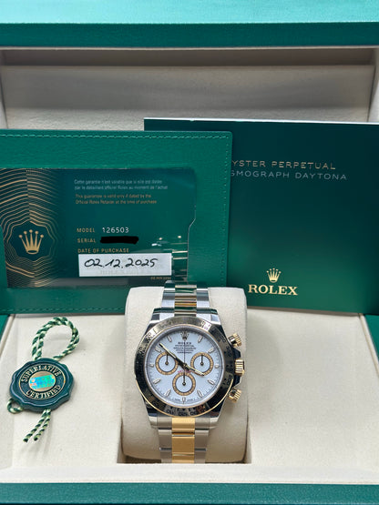 Rolex Daytona White Index Dial on Oyster 126503 Papers 2025