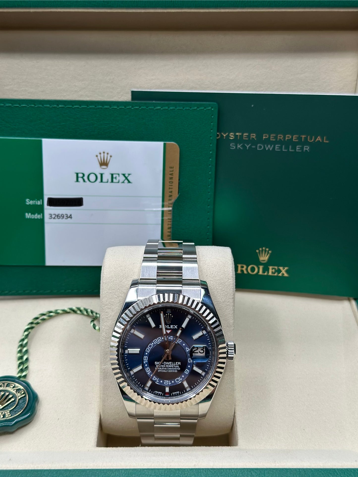 Rolex SkyDweller Blue Dial on Oyster 326934 Papers 2020