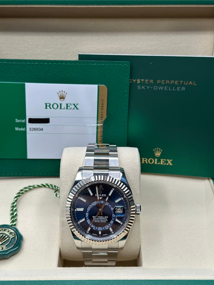 Rolex SkyDweller Blue Dial on Oyster 326934 Papers 2020