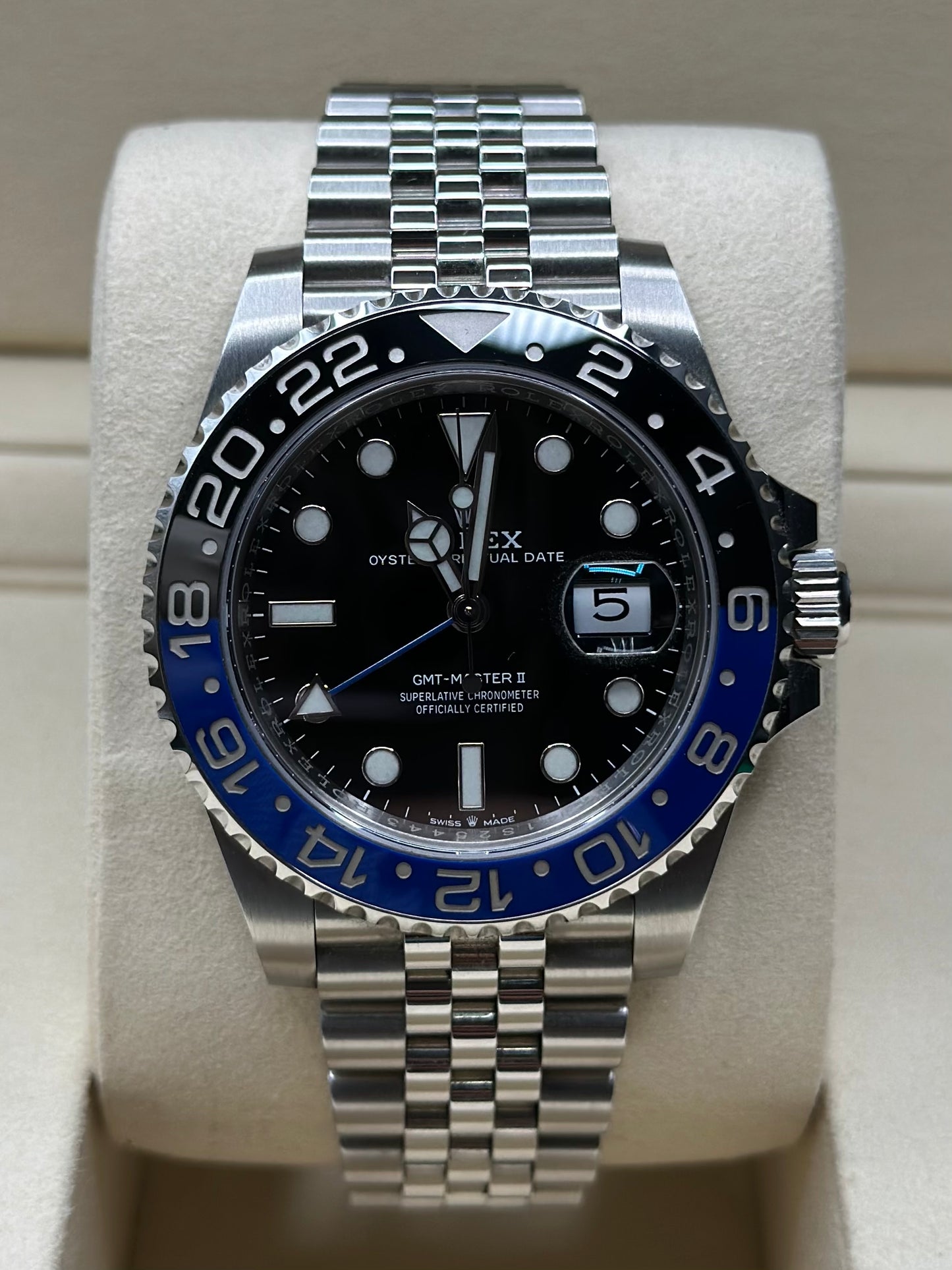 Rolex GMT-Master II Batgirl Black Dial on Jubilee 126710BLNR Papers 2020