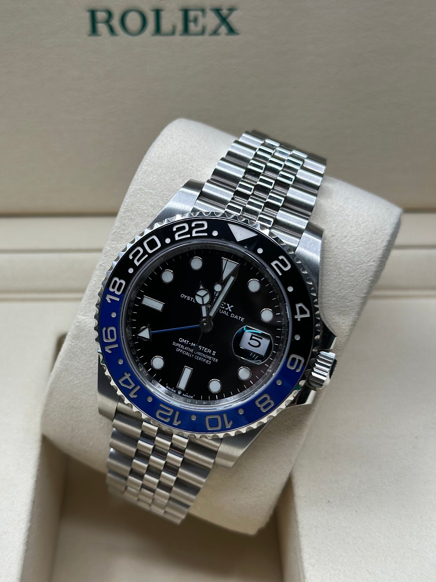 Rolex GMT-Master II Batgirl Black Dial on Jubilee 126710BLNR Papers 2020