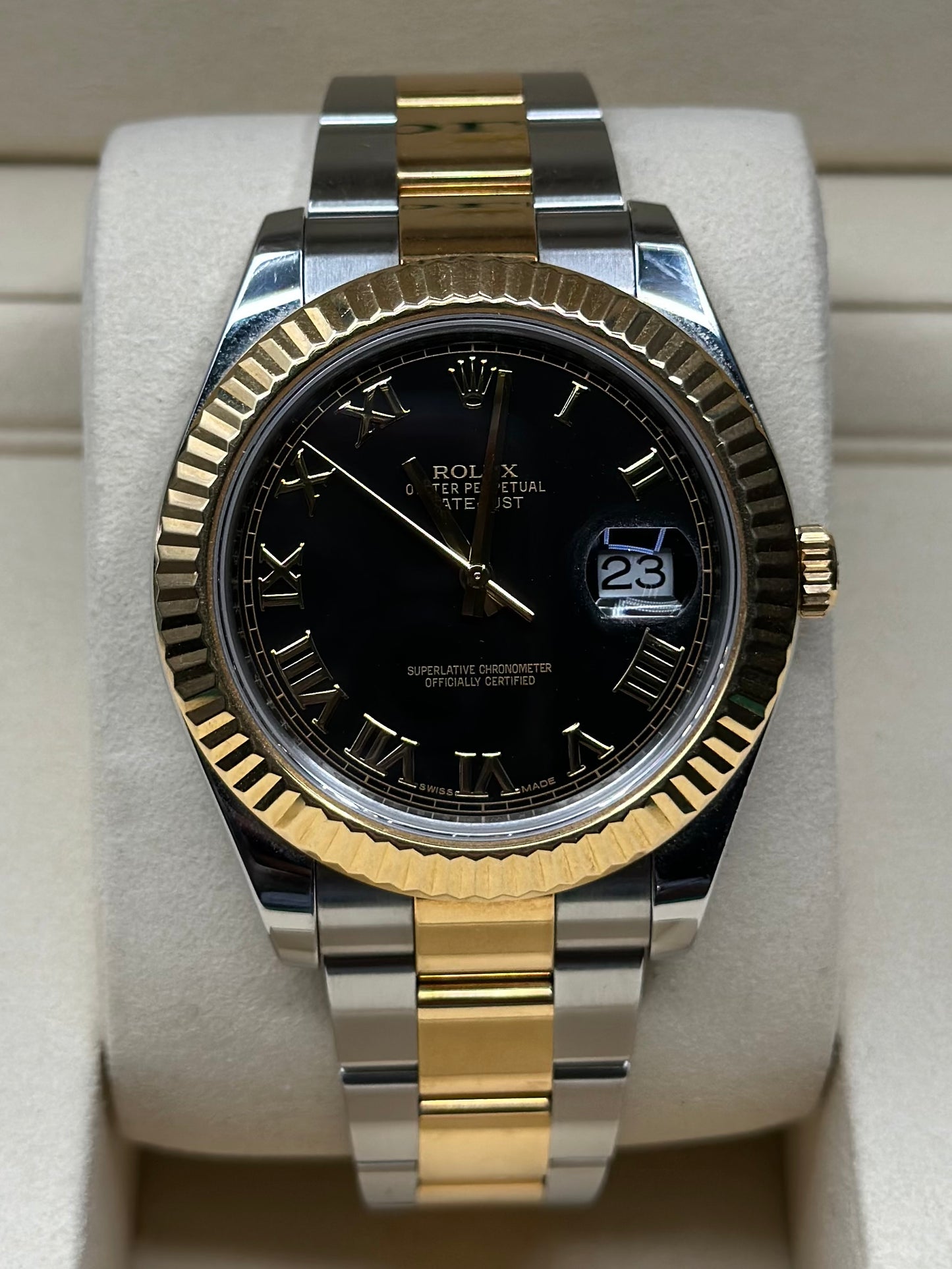 Rolex Datejust II Black Roman Dial on Oyster 116333 Papers 2017