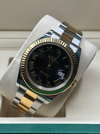 Rolex Datejust II Black Roman Dial on Oyster 116333 Papers 2017