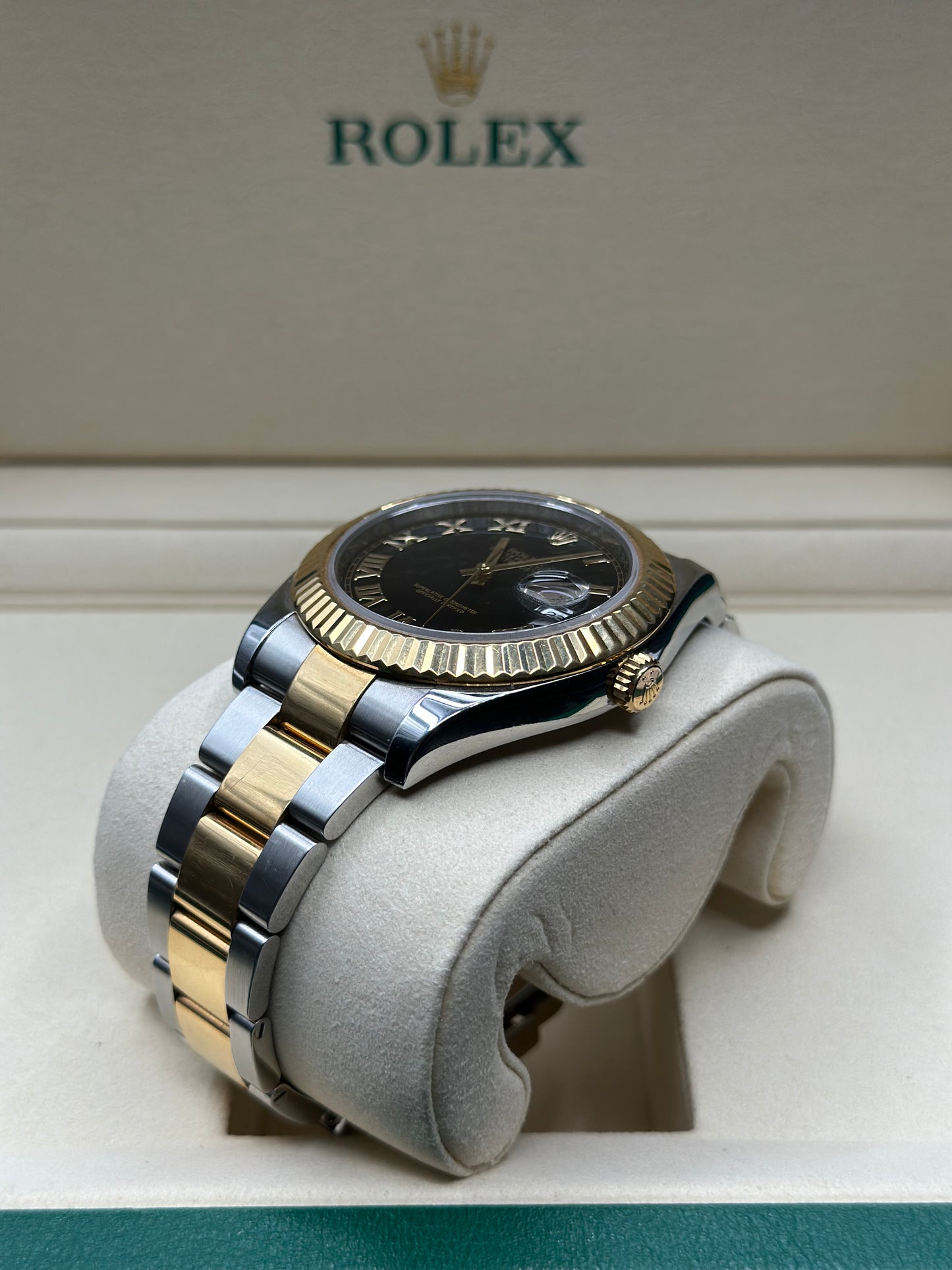 Rolex Datejust II Black Roman Dial on Oyster 116333 Papers 2017