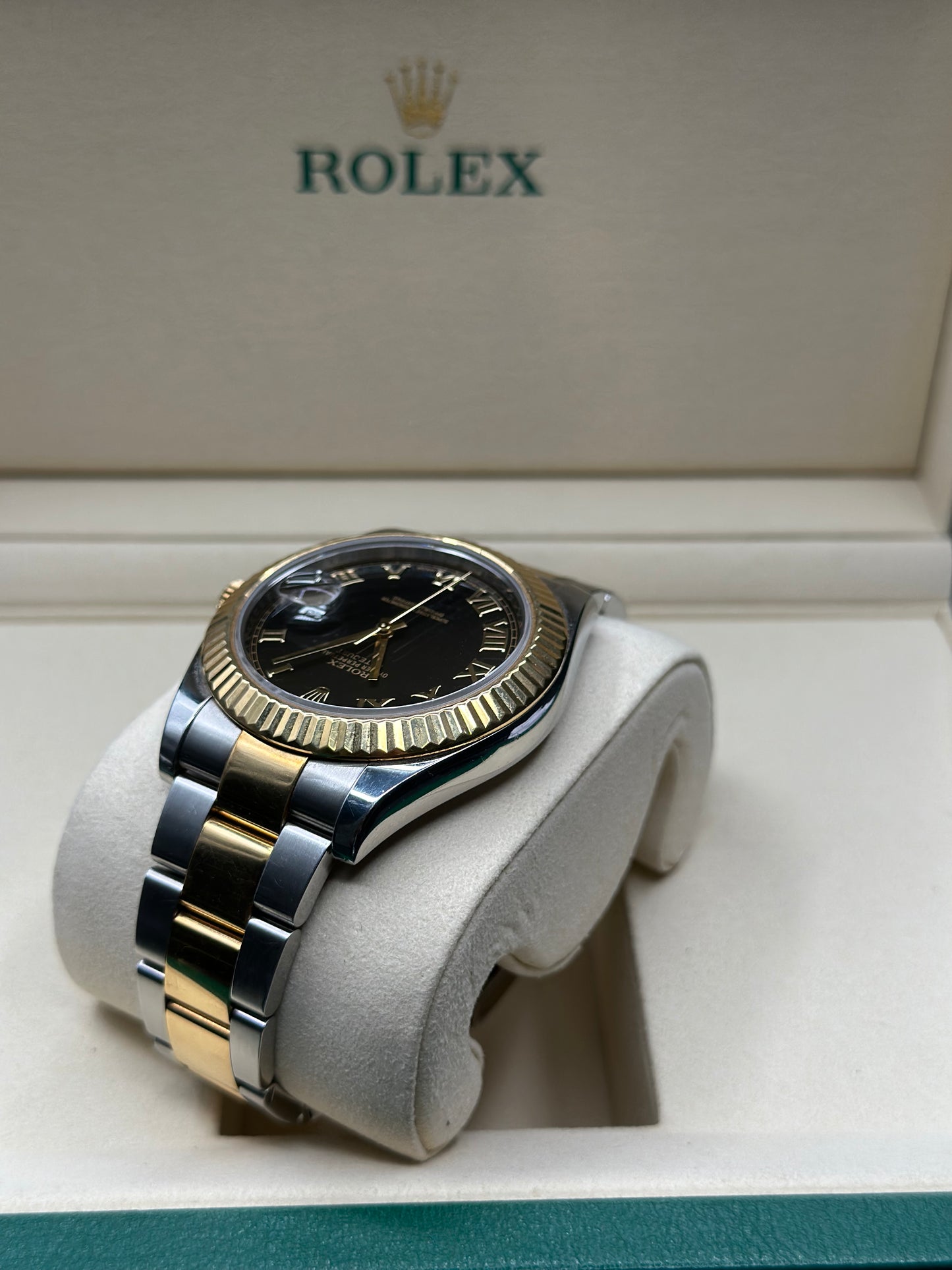 Rolex Datejust II Black Roman Dial on Oyster 116333 Papers 2017
