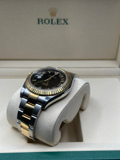 Rolex Datejust II Black Roman Dial on Oyster 116333 Papers 2017
