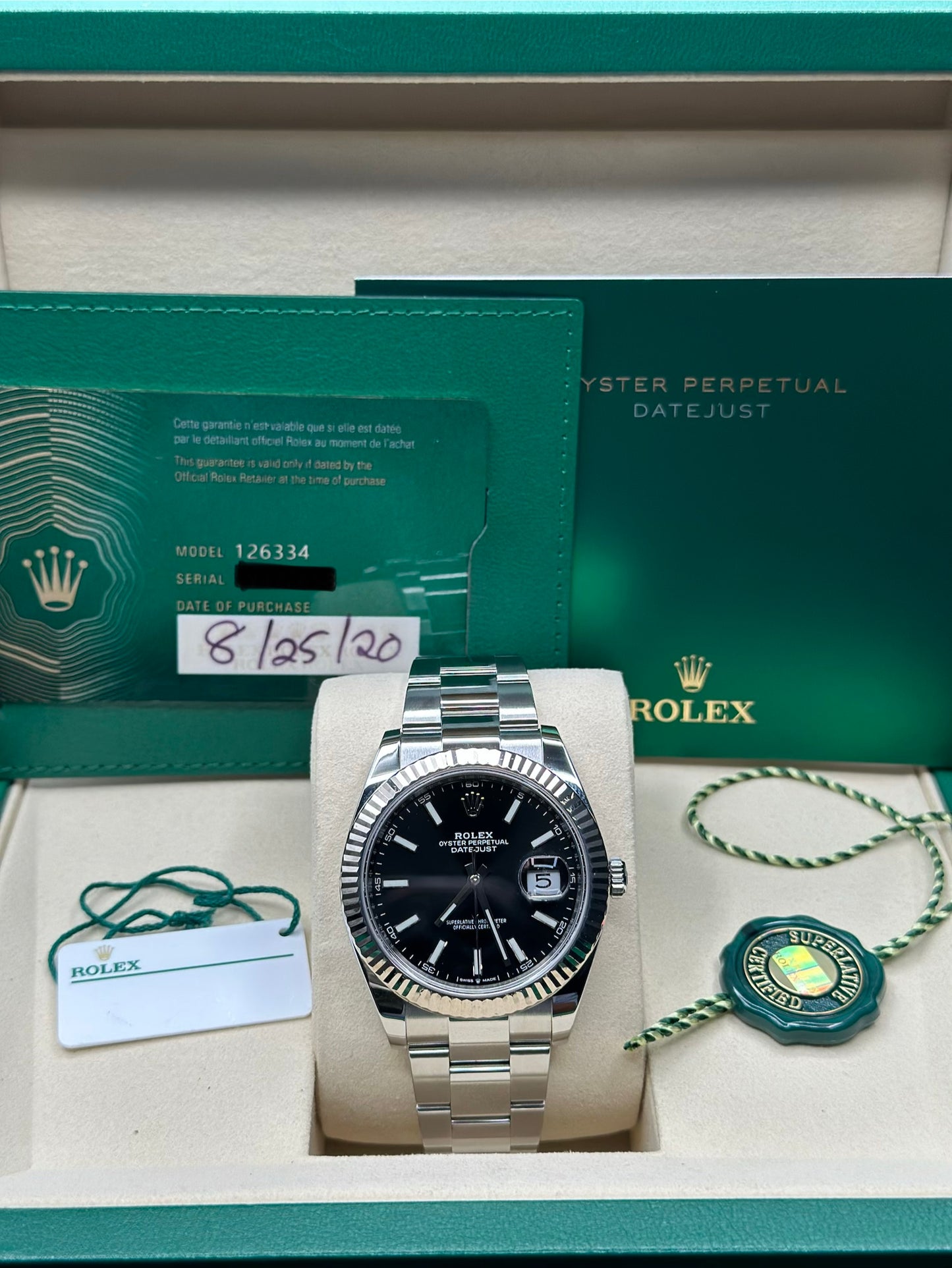 Rolex Datejust 41 Black Index Dial on Oyster 126334 Papers 2020
