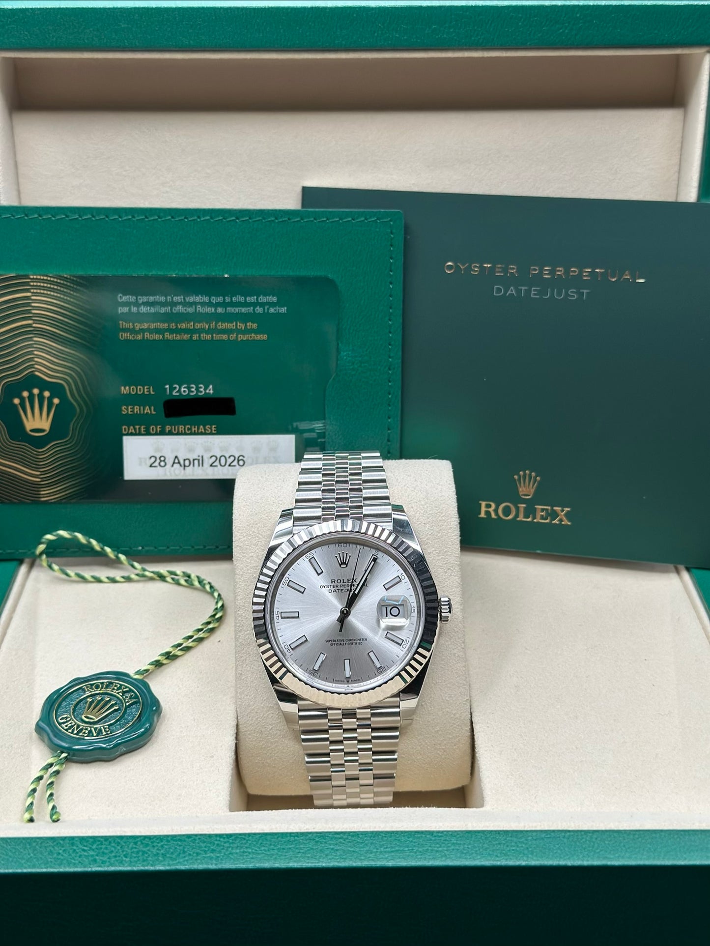 Rolex Datejust 41 Silver Index Dial on Jubilee 126334 Papers 2026