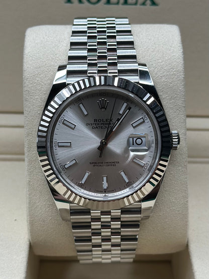 Rolex Datejust 41 Silver Index Dial on Jubilee 126334 Papers 2026