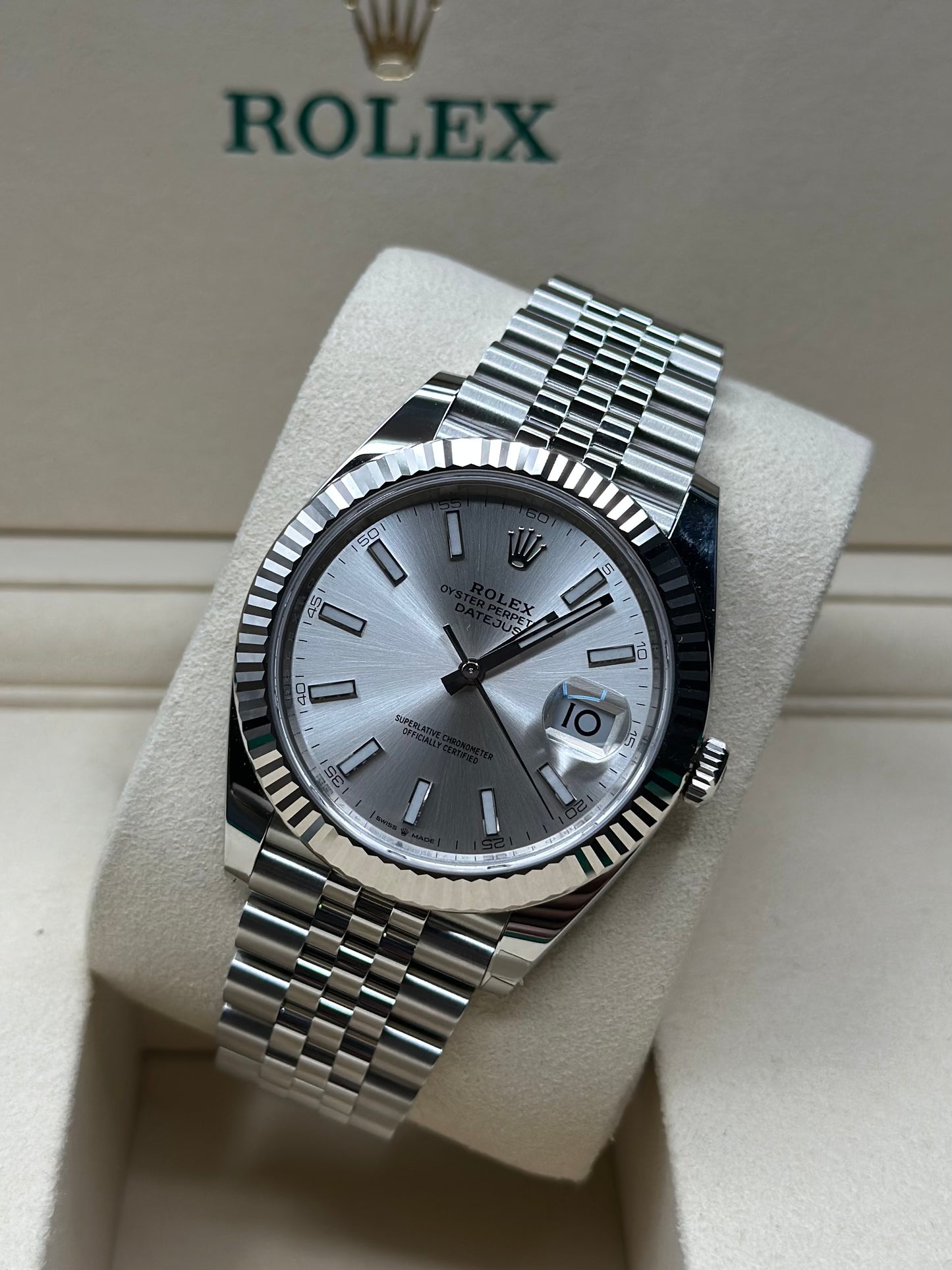 Rolex Datejust 41 Silver Index Dial on Jubilee 126334 Papers 2026