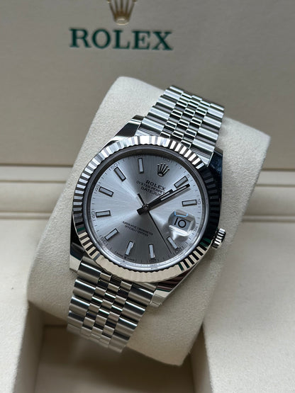 Rolex Datejust 41 Silver Index Dial on Jubilee 126334 Papers 2026