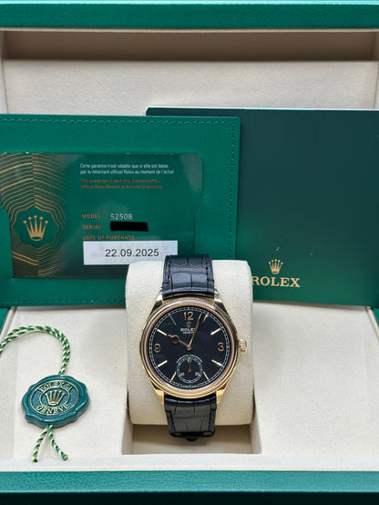 Rolex 1908 Black Index Arabic Dial on Leather Strap 52508 Papers 2025