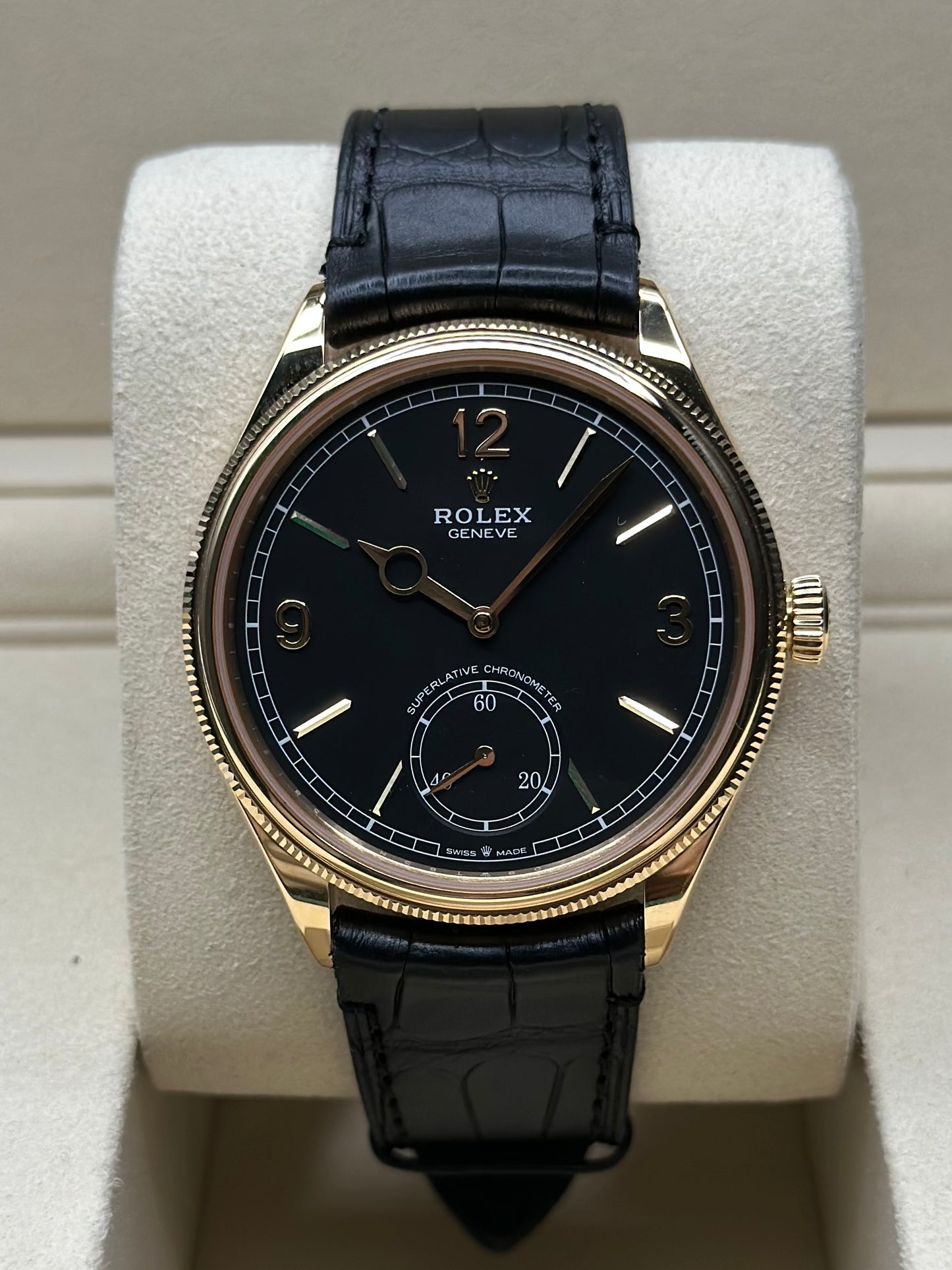 Rolex 1908 Black Index Arabic Dial on Leather Strap 52508 Papers 2025