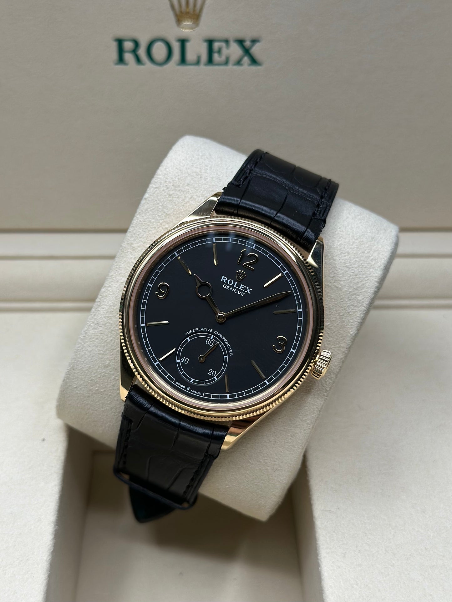 Rolex 1908 Black Index Arabic Dial on Leather Strap 52508 Papers 2025