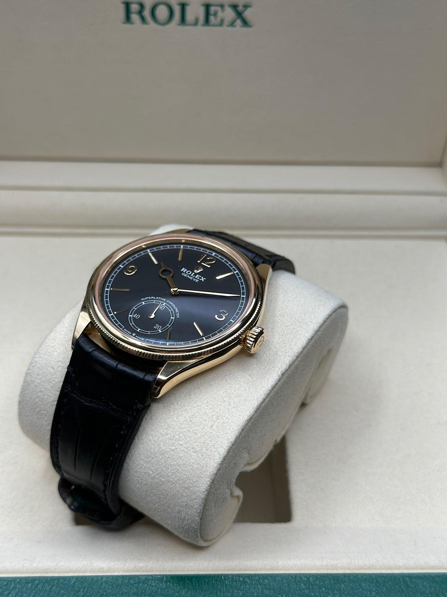 Rolex 1908 Black Index Arabic Dial on Leather Strap 52508 Papers 2025