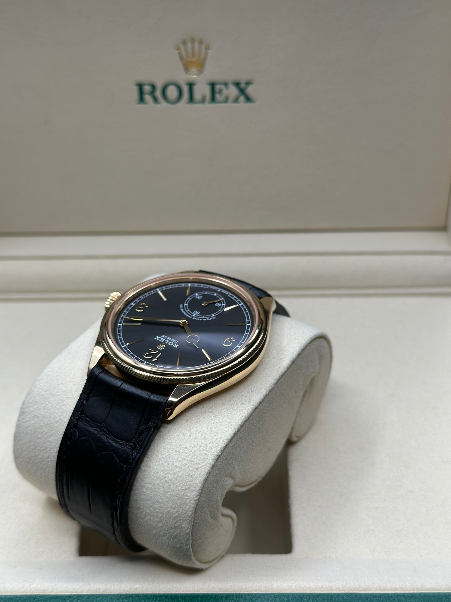 Rolex 1908 Black Index Arabic Dial on Leather Strap 52508 Papers 2025