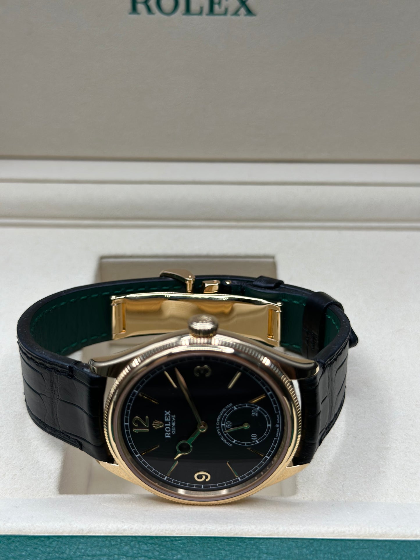 Rolex 1908 Black Index Arabic Dial on Leather Strap 52508 Papers 2025