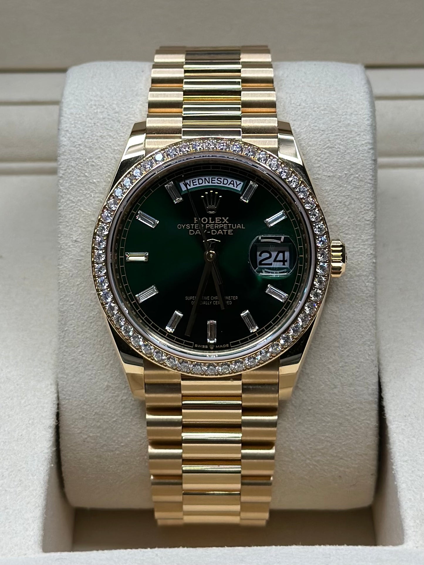 Rolex Day-Date 36 Green Dial on President 128348rbr Papers 2026