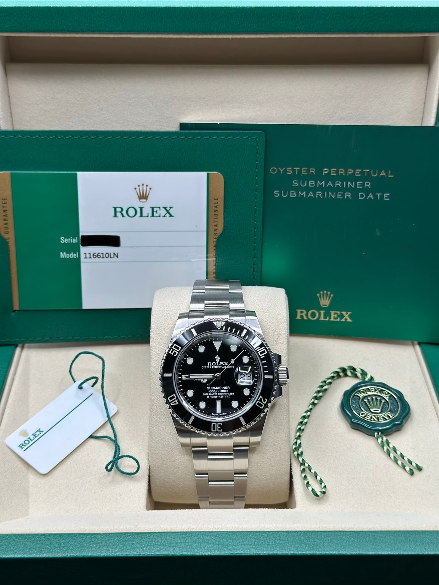 Rolex Submariner Black Dial on Oyster 116610LN Papers 2019