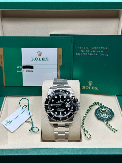 Rolex Submariner Black Dial on Oyster 116610LN Papers 2019