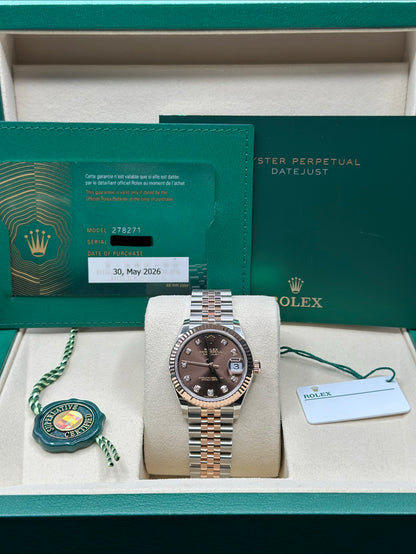 Rolex Datejust 31 Chocolate Diamond Dial on Jubilee 278271 Papers 2026