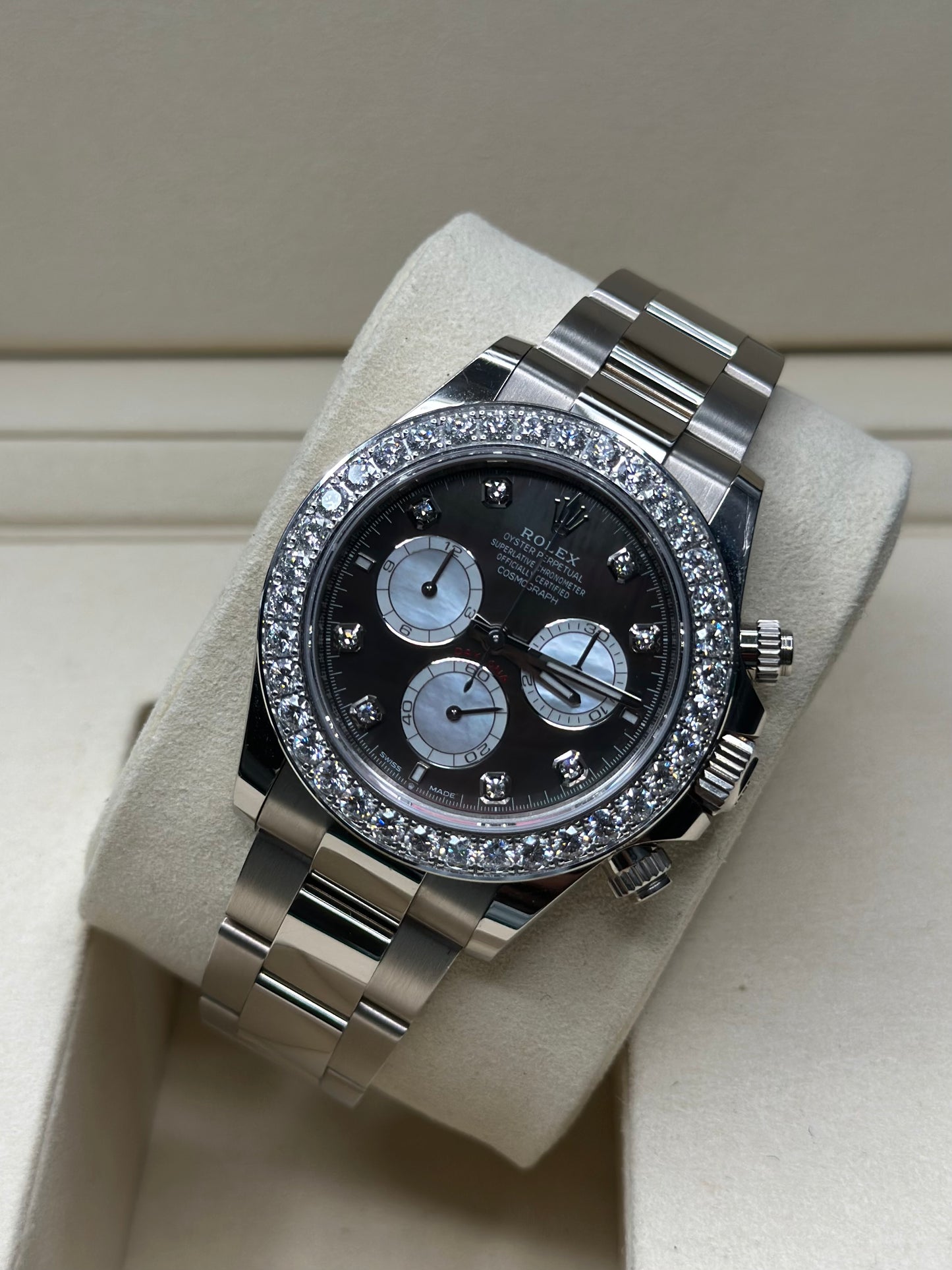 Rolex Daytona Black And White Mother-Of-Pearl Diamond Dial on Oyster 126579rbr Papers 2025