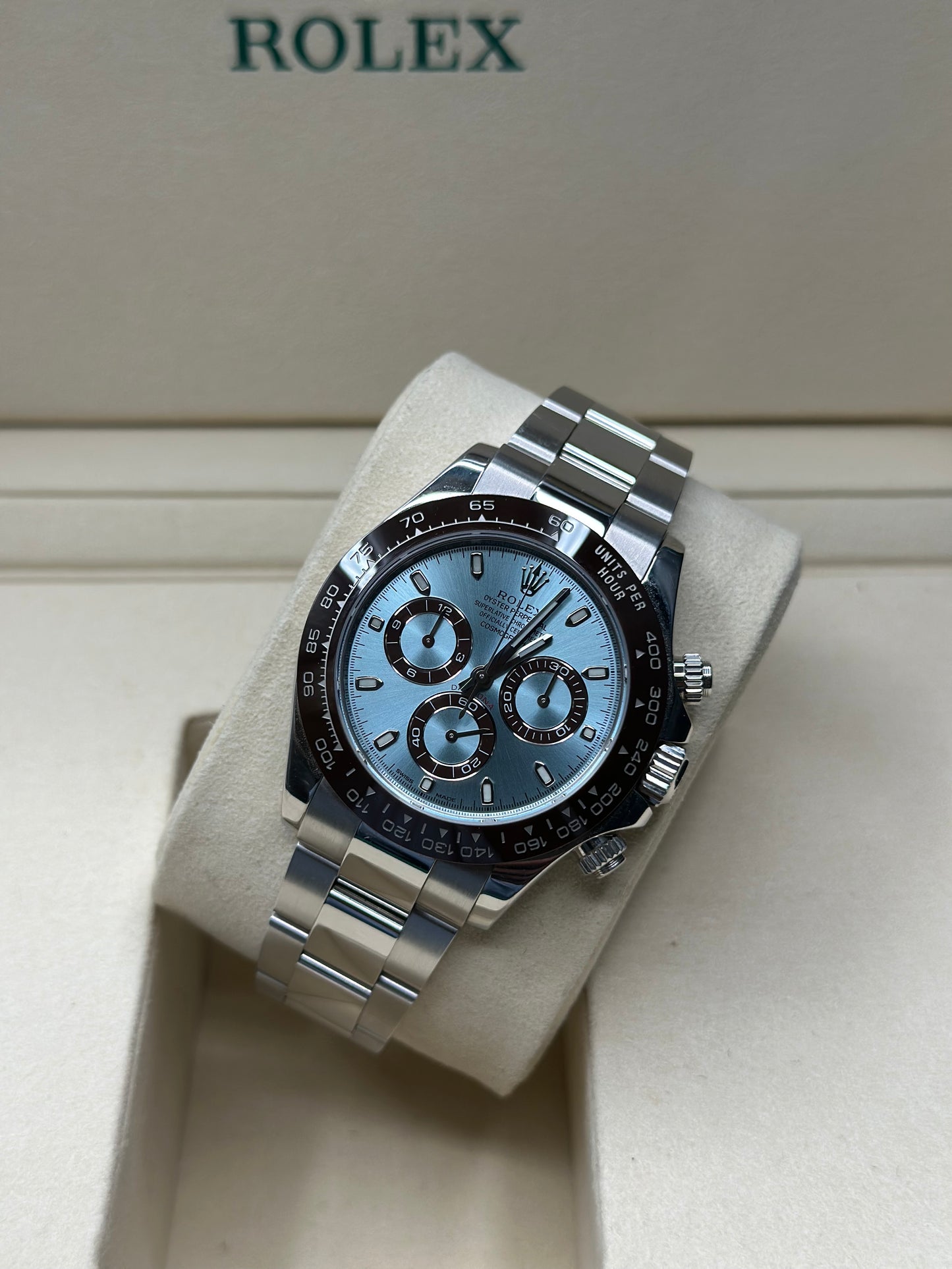 Rolex Daytona Ice Blue Index Dial on Oysterlock 116506 Papers 2016