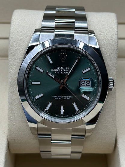 Rolex Datejust 41 Mint Green Index Dial on Oyster 126300 Papers 2026