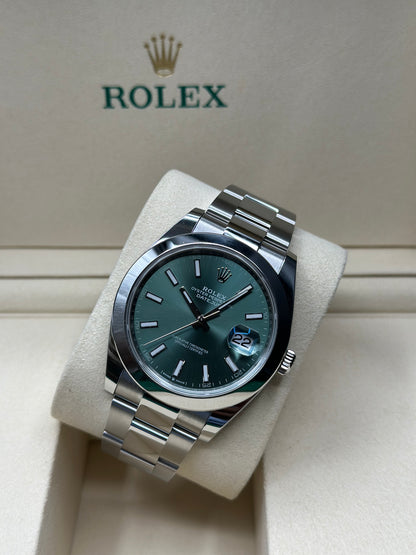 Rolex Datejust 41 Mint Green Index Dial on Oyster 126300 Papers 2026