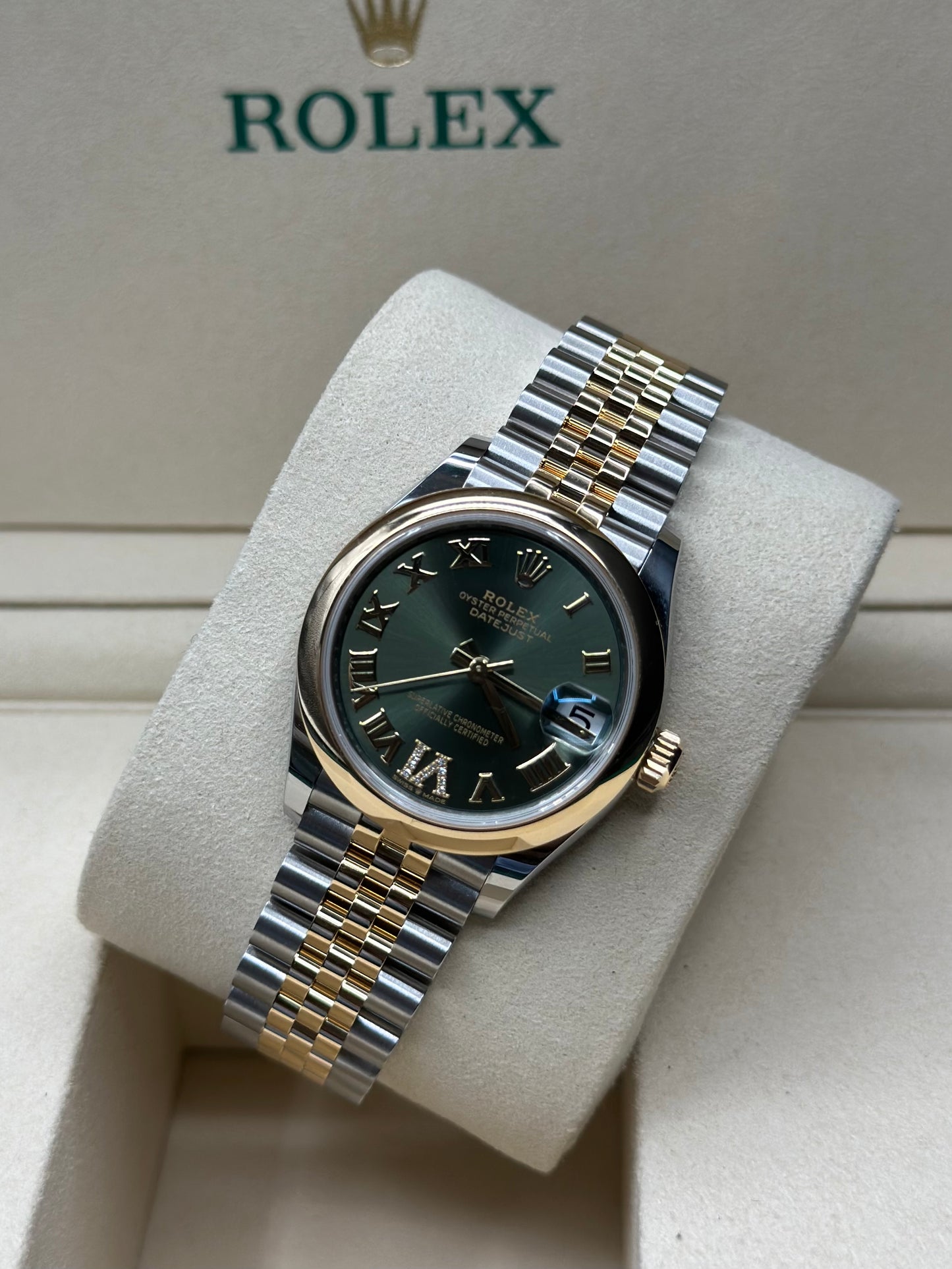 Rolex Datejust 31 Olive Green Diamond Roman Six Dial on Jubilee 278243 Papers 2026