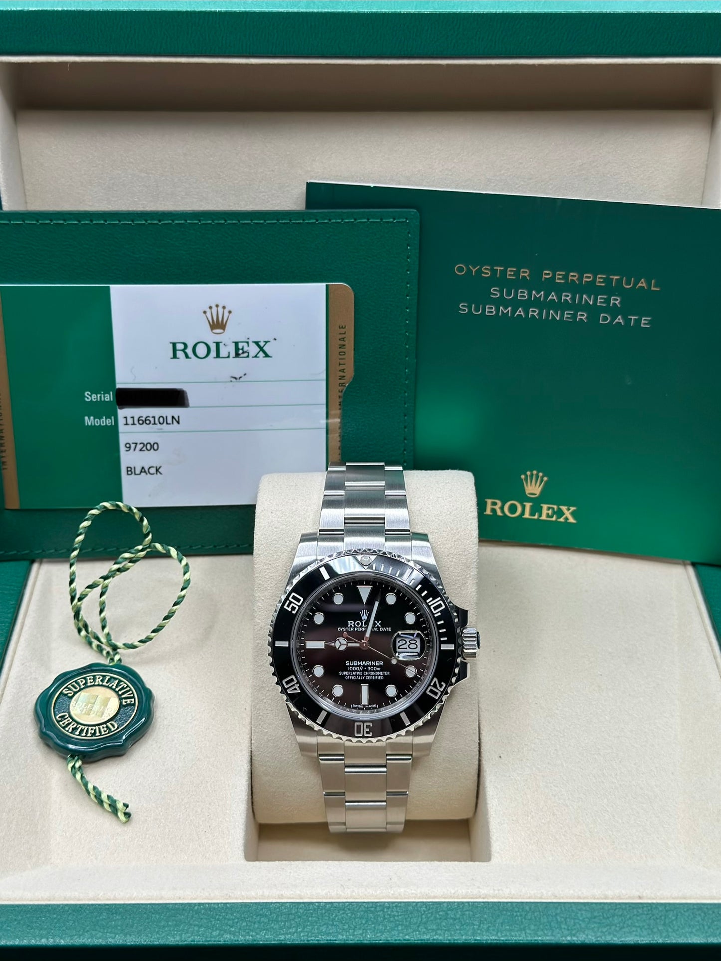 Rolex Submariner Black Dial on Oyster 116610LN Papers 2018