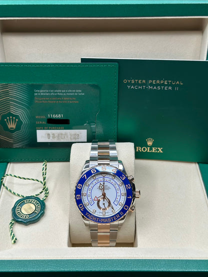 Rolex Yacht-Master II White Dial on Oyster 116681 Papers 2022