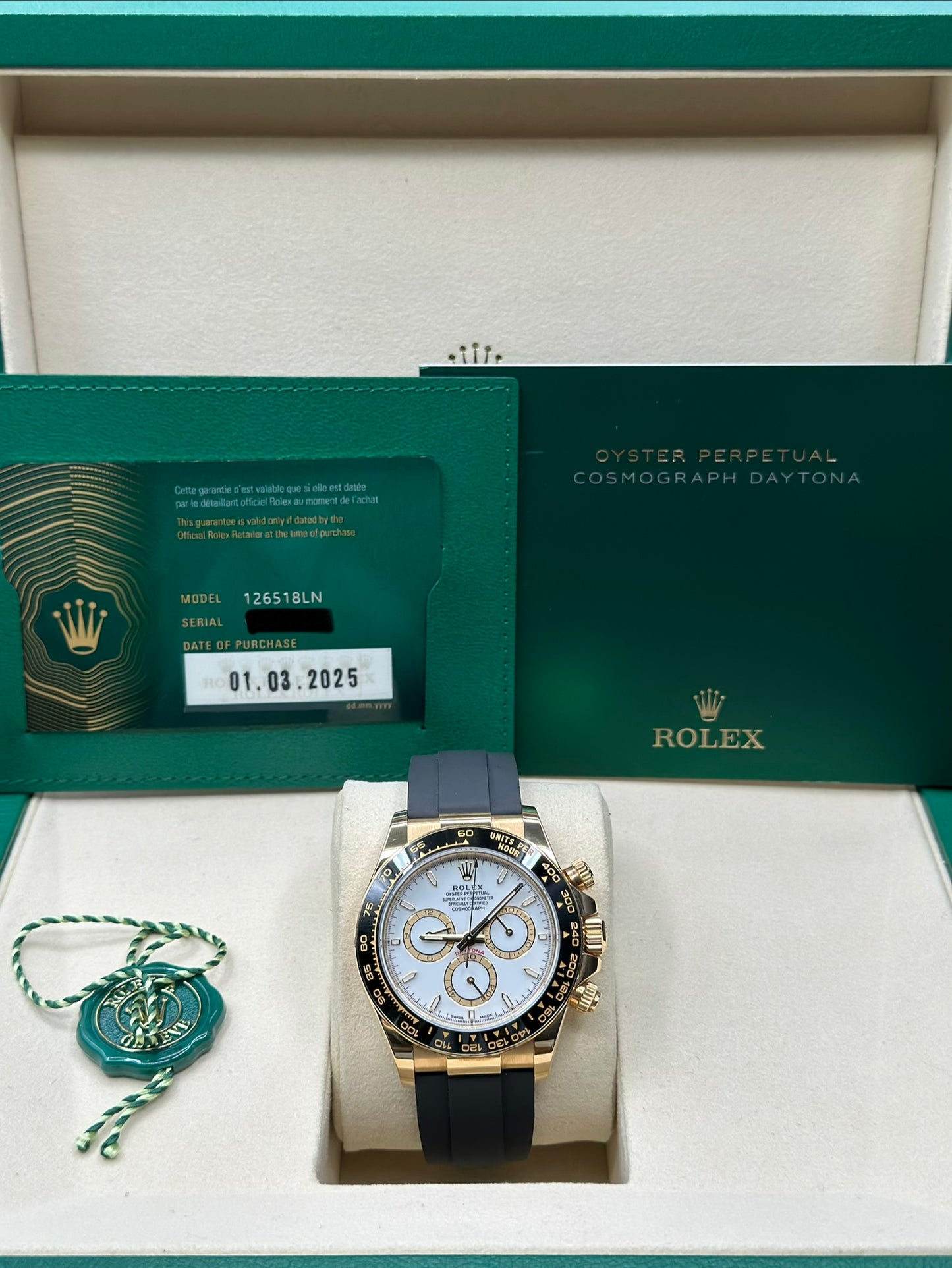 Rolex Daytona White Index Dial on Oysterflex 126518LN Papers 2025