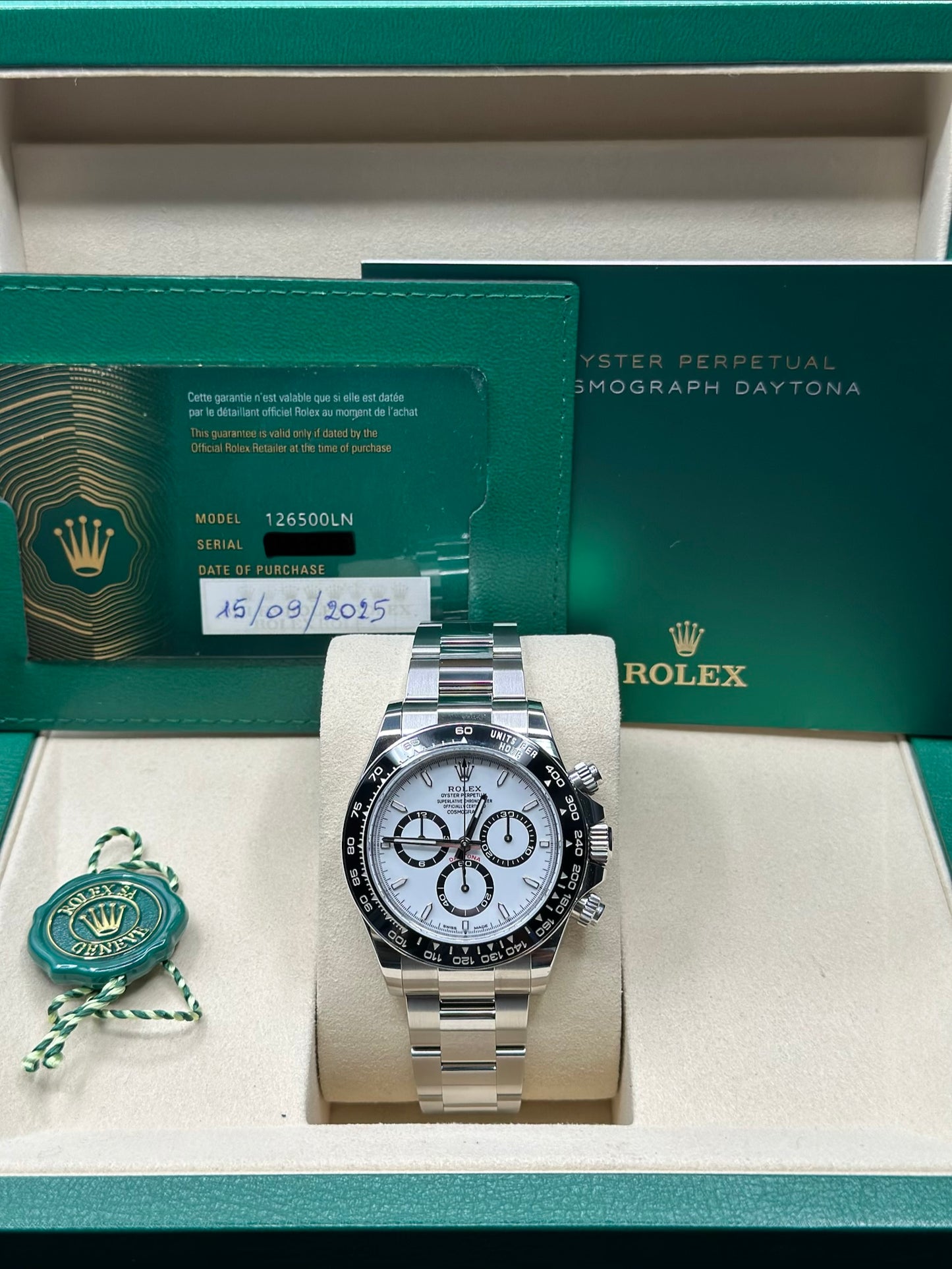 Rolex Daytona Black Dial on Oyster 126500LN Papers 2025