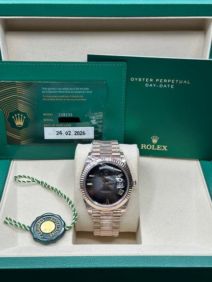 Rolex Day-Date 40 Slate Ombr√© Roman Dial on President 228235 Papers 2026