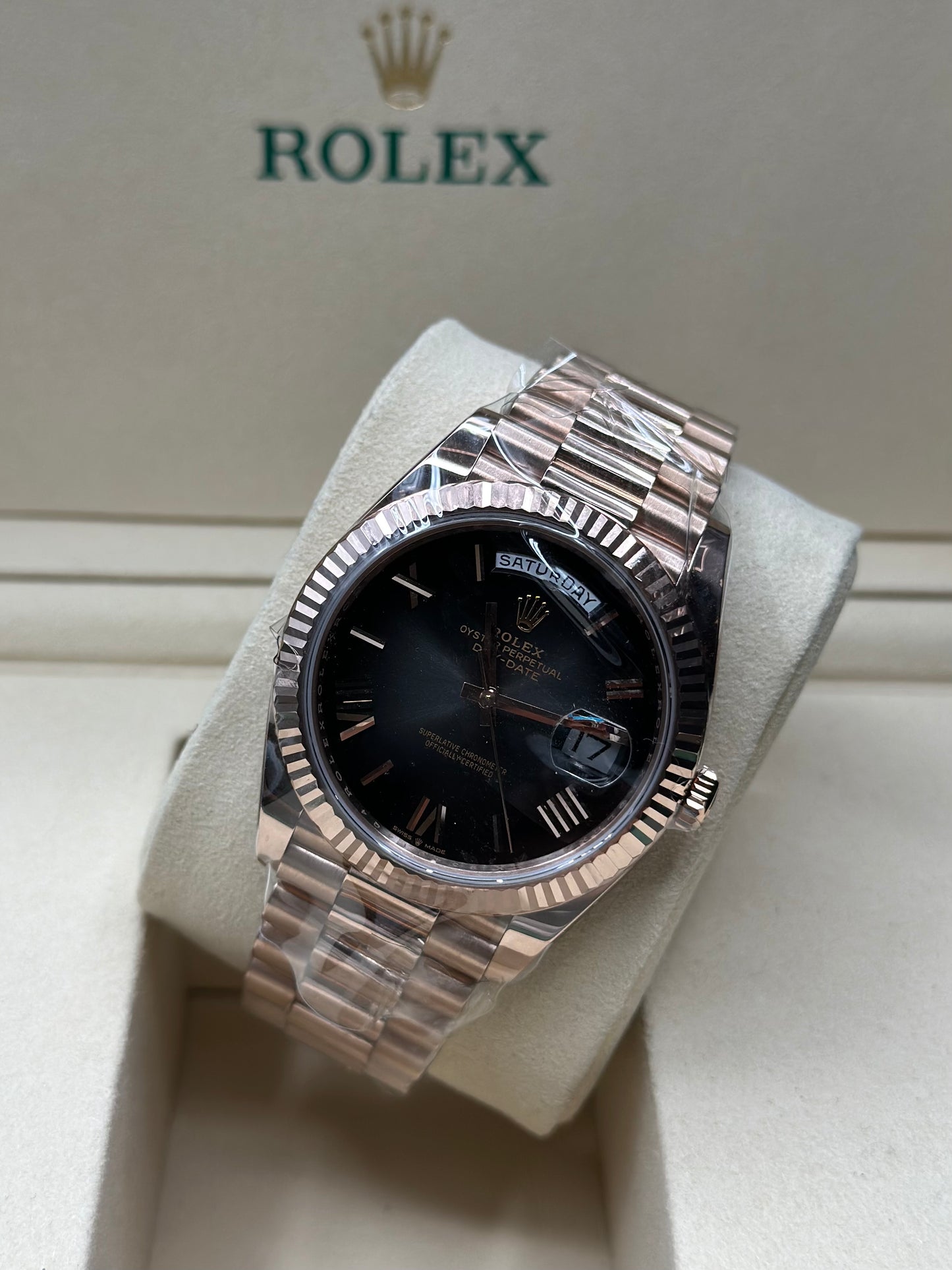 Rolex Day-Date 40 Slate Ombr√© Roman Dial on President 228235 Papers 2026