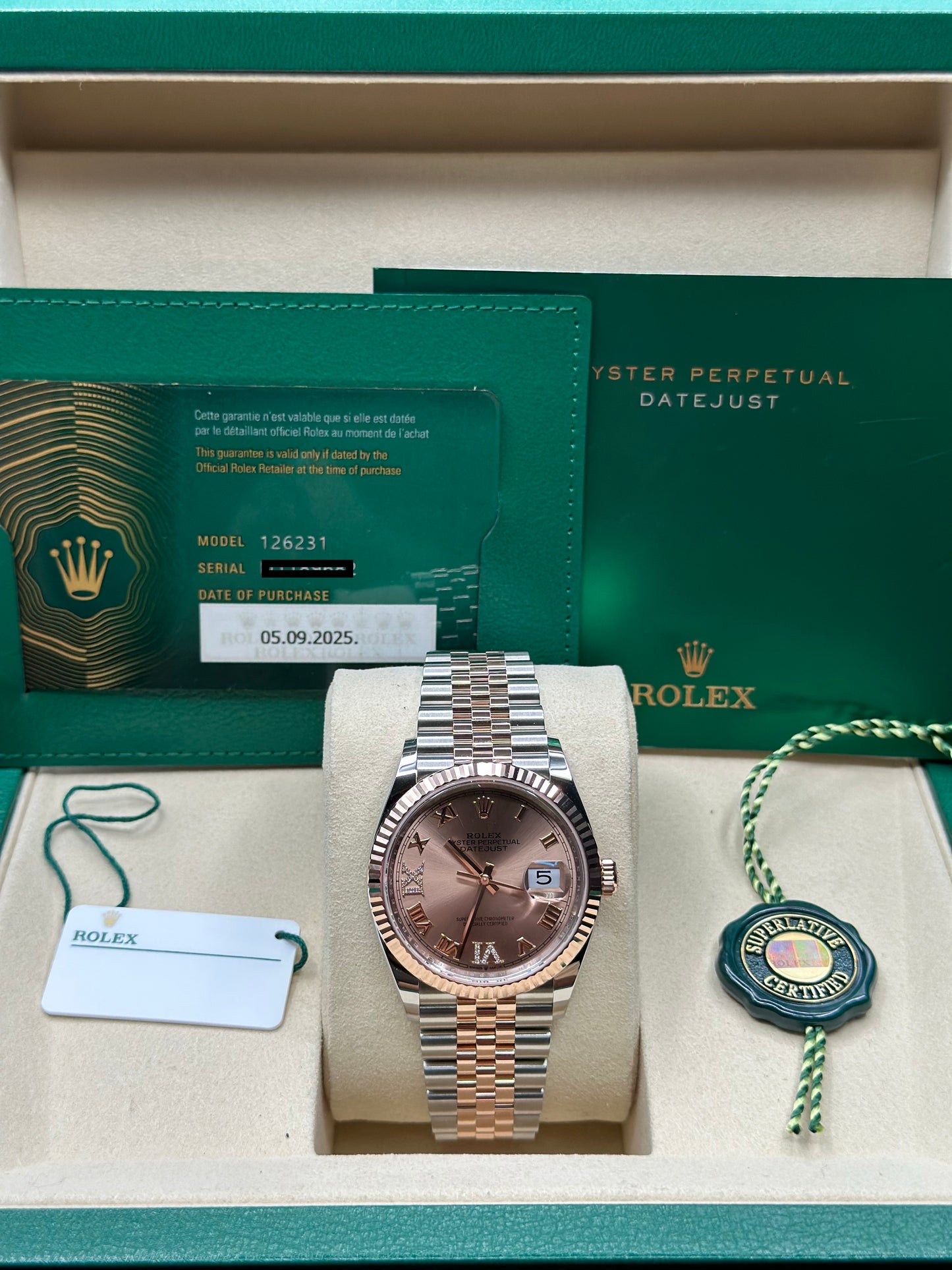 Rolex Datejust 36 Rose Roman diamond six & nine Dial on Jubilee 126231 2025