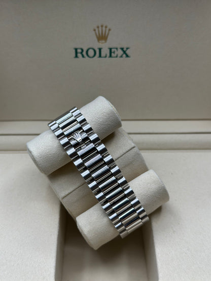 Rolex Day-Date 41 Ice Blue Roman- Dial on President 218206 Papers 2015