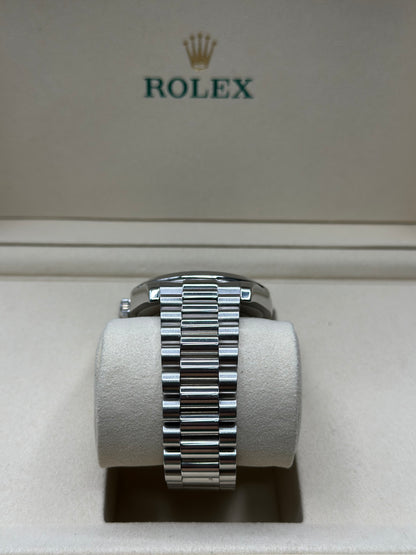 Rolex Day-Date 41 Ice Blue Roman- Dial on President 218206 Papers 2015