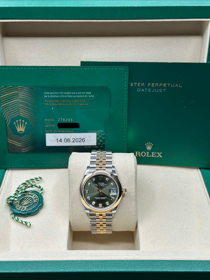 Rolex Datejust 31 Olive Green Diamond Dial on Jubilee 278243 Papers 2026