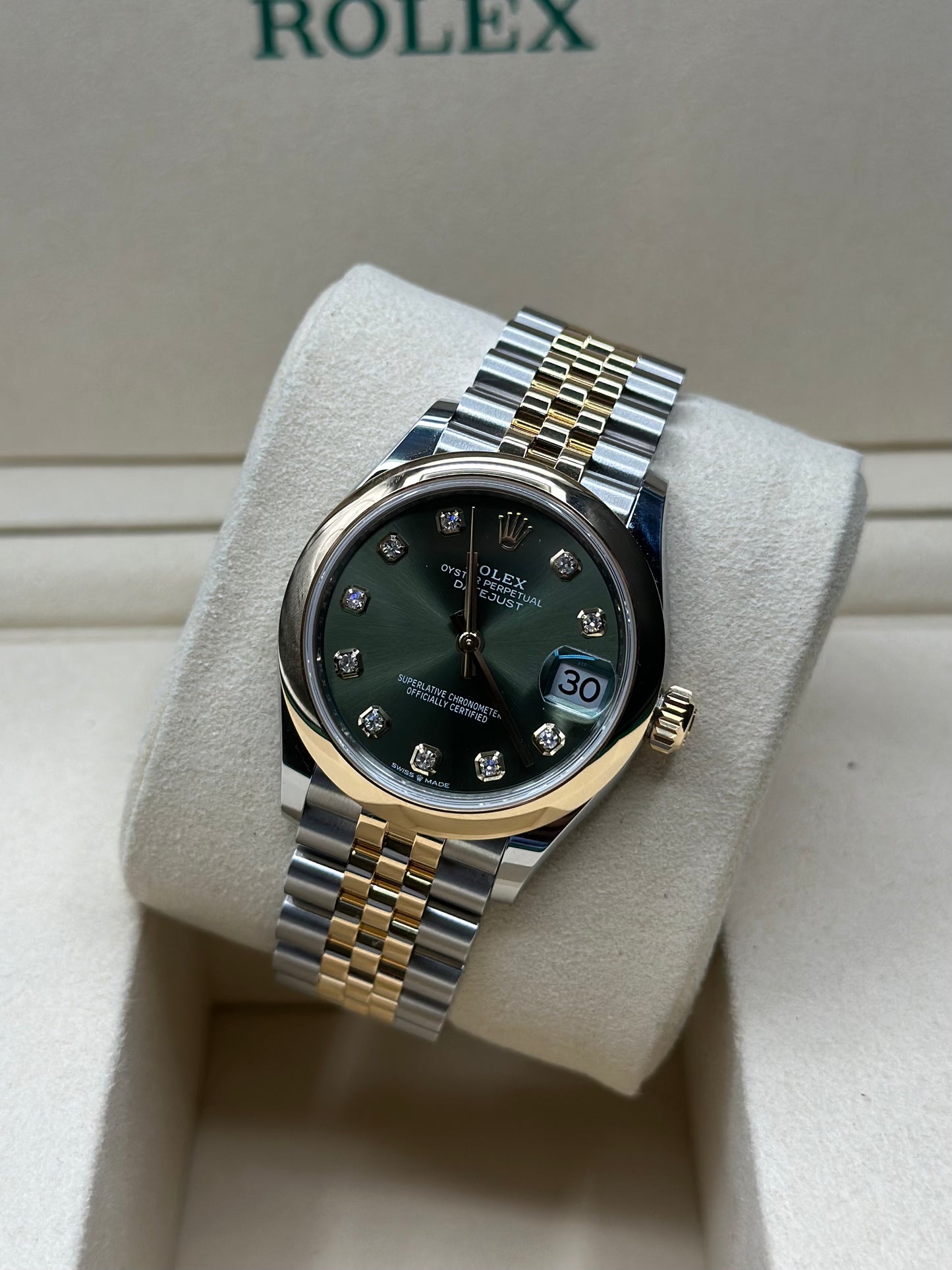 Rolex Datejust 31 Olive Green Diamond Dial on Jubilee 278243 Papers 2026