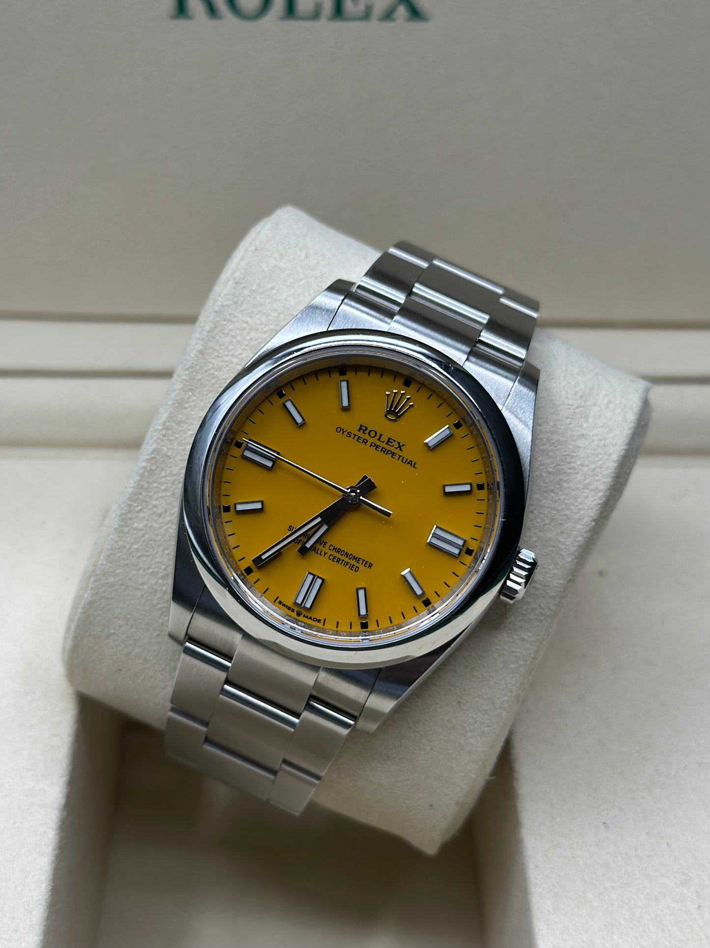 Rolex Oyster Perpetual 36 Yellow Index Dial on Oyster 126000 Papers 2022
