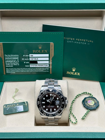 Rolex GMT-Master II Black Dial on Oyster 116710LN Papers 2011