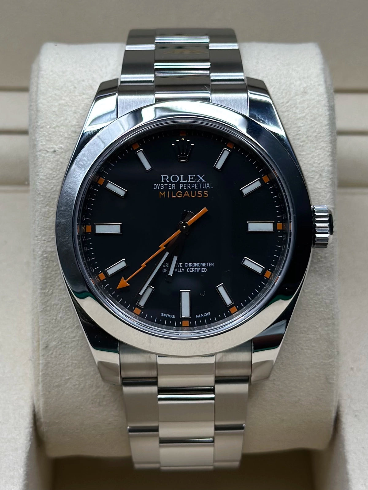 Rolex Milgauss Black Dial on Oyster 116400 Papers 2017