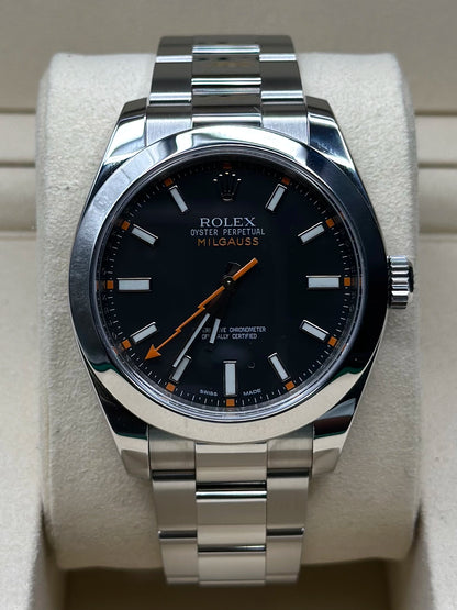 Rolex Milgauss Black Dial on Oyster 116400 Papers 2017