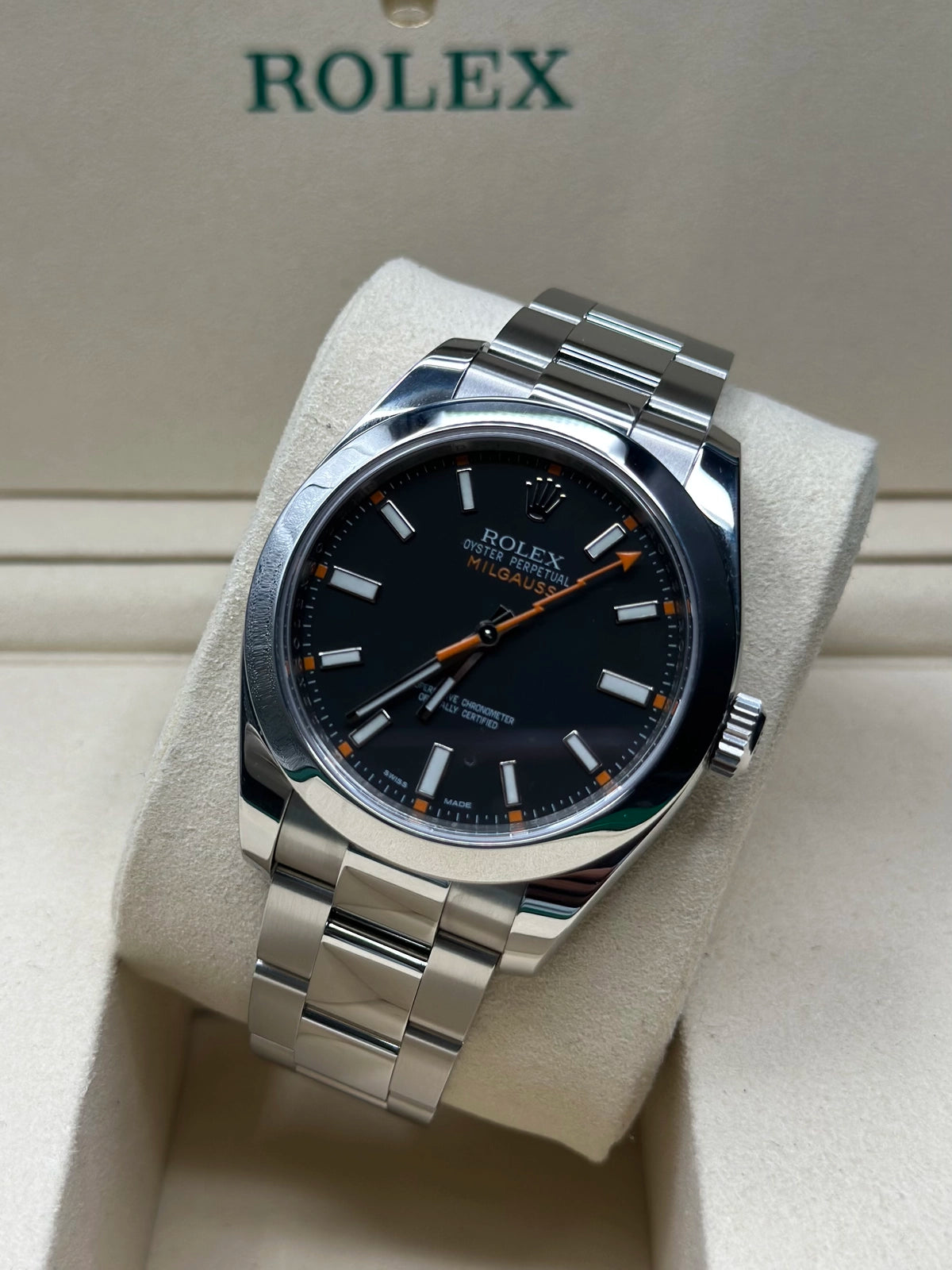 Rolex Milgauss Black Dial on Oyster 116400 Papers 2017