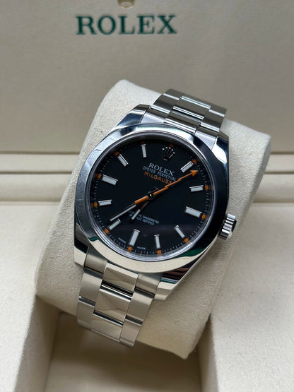 Rolex Milgauss Black Dial on Oyster 116400 Papers 2017