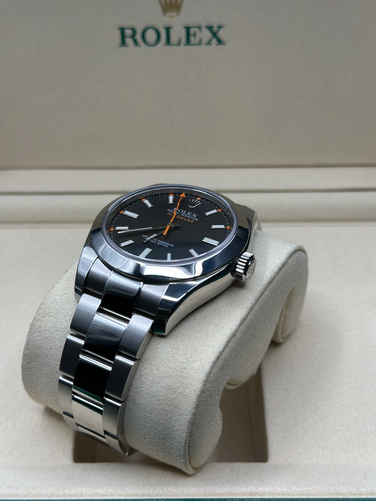 Rolex Milgauss Black Dial on Oyster 116400 Papers 2017