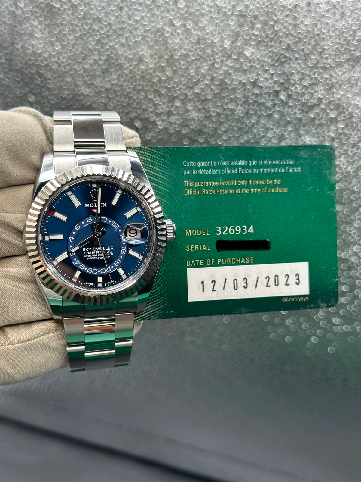 Rolex SkyDweller Blue Dial on Oyster 326934 Papers 2023